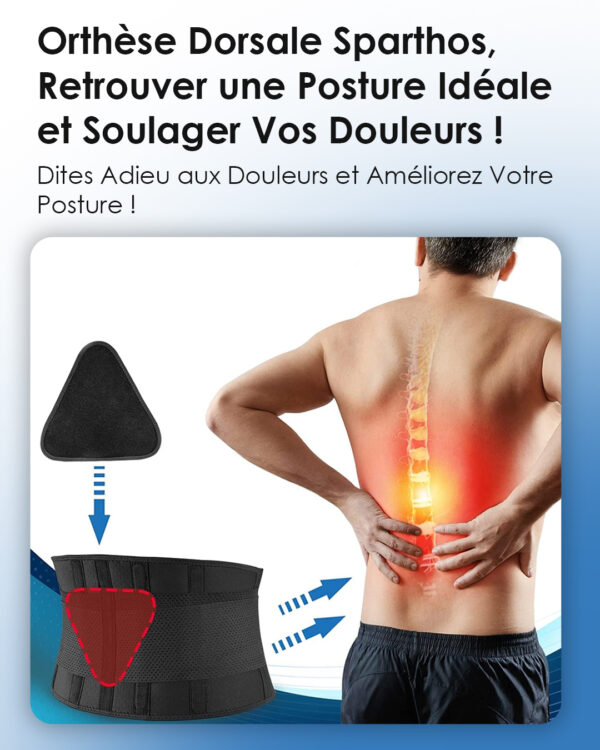 Ceinture de soutien dorsal ajustable et respirante pour diminuer les douleurs dorsales